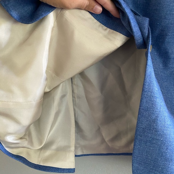 Coconut Grove Blazer Men’s Size 44 Blue Two Button Wool Bamboo Silk Work Party - Picture 11 of 11